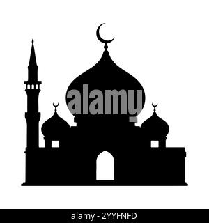 Silhouette d'icône Masjid Minaret sur fond blanc Illustration de Vecteur