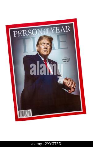 Le président AMÉRICAIN élu Donald Trump sur la couverture du magazine Time en tant que personne de l’année 2024. Banque D'Images