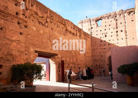 entrée aux ruines du palais el badi marrakech, maroc Banque D'Images