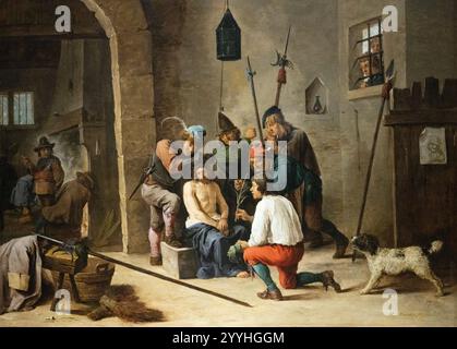 David Teniers le Christ cadet couronné d'épines, 1641. David Teniers le jeune tableau ; peintre baroque flamand du XVIIe siècle ; huile sur cuivre. Banque D'Images