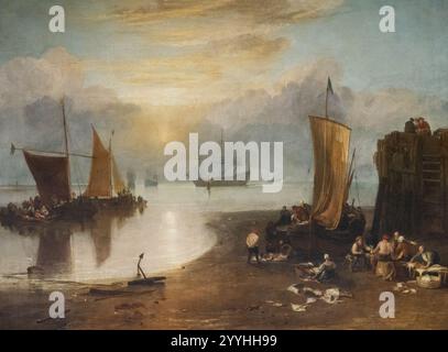 JMW Turner, Soleil levant à travers la vapeur ; avant 1807, huile sur toile ; peinture JMW Turner ; peintre britannique du XIXe siècle de l'époque romantique Banque D'Images