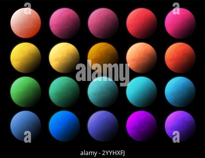 Collection Planet colorée avec chaque ensemble d'illustrations Planets de couleur Illustration de Vecteur