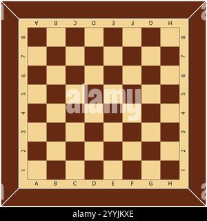 plateau de jeu d'échecs et de dames. motif jaune et marron avec lettres et chiffres Illustration de Vecteur