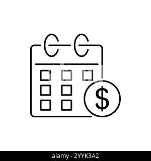 calendrier, signe dollar, icône vectorielle Illustration de Vecteur