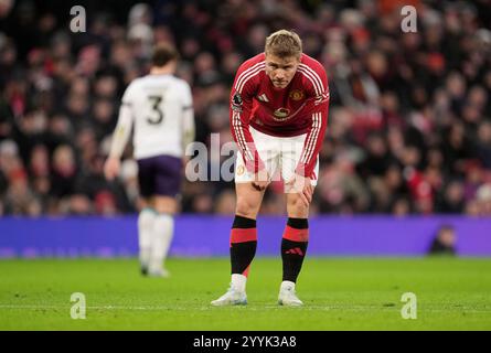 Rasmus Hojlund de Manchester United réagit lors du match de premier League à Old Trafford, Manchester. Date de la photo : dimanche 22 décembre 2024. Banque D'Images