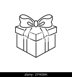 icône de boîte cadeau de noël, cadeau ou surprise, concept de prix, symbole web de ligne mince sur fond blanc - illustration vectorielle de course modifiable Illustration de Vecteur