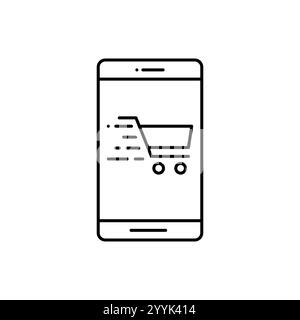 Acheter en ligne sur le site Web ou sur l'icône Mobile application Vector. Icône E-Shop. Web signe de vente Marketing et marketing numérique Ajouter au panier shopping en ligne i Illustration de Vecteur