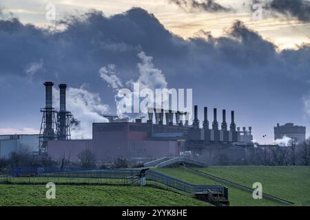 ThyssenKrupp aciérie Beeckerwerth, sur le Rhin, où l'aciérie Oxygen 2, laminoir à froid, l'usine de revêtement à chaud, Duisburg Rhin Nord Banque D'Images