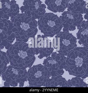 Motif de fleur mari Gold, motif sans couture de souci, illustration dessinée à la main, fond. Ligne de fleur Marigold dessinant une fleur stylisée. Illustration de Vecteur