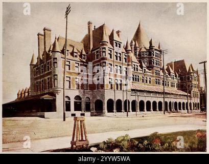 Place Viger Hotel and Depot. Photographie vintage de la fin du XIXe siècle de Montréal, Canada. Banque D'Images