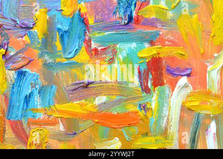 Couleur des lifes. Ambiance expressionniste, texture peinture au pinceau dessinée huile vive colorée sur toile. Banque D'Images