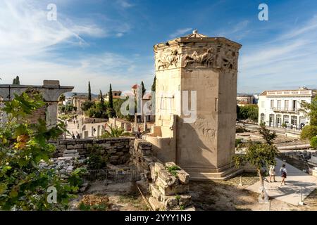Athènes, Attique - GR - Oct 25, 2024 la Tour des vents à Athènes est une ancienne tour d'horloge octogonale, mélangeant le temps, les prévisions météorologiques, et Banque D'Images