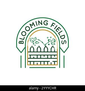 Logo simple avec icône de champs en fleurs Illustration de Vecteur