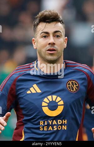 Stephan El Shaarawy de Roma regarde le match de football de Serie A AS Roma - Parma Calcio Stadio Olimpico le 22 décembre 2024 à Rome, en Italie Banque D'Images