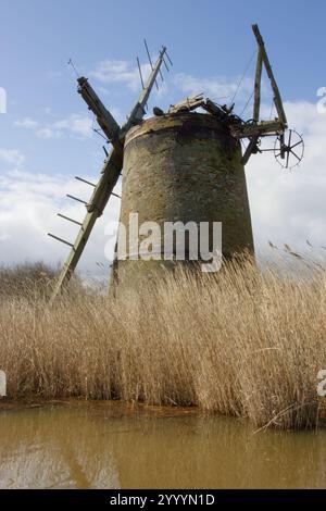 Brograve l'abandon de l'usine de drainage, près de Norfolk Broads, Horsey, Parc National Banque D'Images