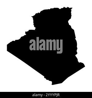 Algérie haute représentation vectorielle détaillée de la silhouette du pays en noir solide sur fond blanc. Pour une utilisation éducative, décorative ou informative mettant en valeur le plan national. Illustration de Vecteur
