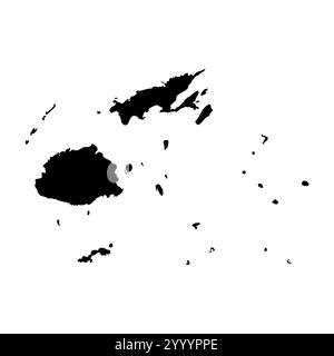 Représentation vectorielle détaillée haute Fidji de la silhouette du pays en noir solide sur fond blanc. Pour une utilisation éducative, décorative ou informative mettant en valeur le plan national. Illustration de Vecteur
