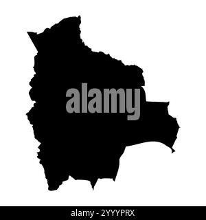 Bolivie représentation vectorielle détaillée élevée de la silhouette du pays en noir solide sur fond blanc. Pour une utilisation éducative, décorative ou informative mettant en valeur le plan national. Illustration de Vecteur