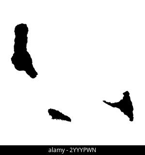 Comores représentation vectorielle détaillée élevée de la silhouette du pays en noir solide sur fond blanc. Pour une utilisation éducative, décorative ou informative mettant en valeur le plan national. Illustration de Vecteur