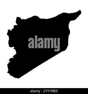 Représentation vectorielle détaillée élevée de Syrie de la silhouette du pays en noir solide sur fond blanc. Pour une utilisation éducative, décorative ou informative mettant en valeur le plan national. Illustration de Vecteur