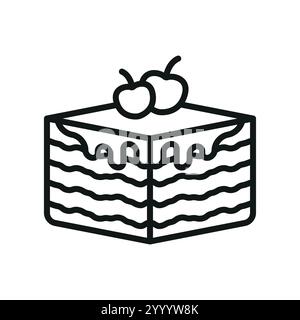 Tiramisu Icon dispose d'un design délicieux et indulgent, parfait pour représenter des desserts, la cuisine italienne, ou des friandises sucrées Illustration de Vecteur