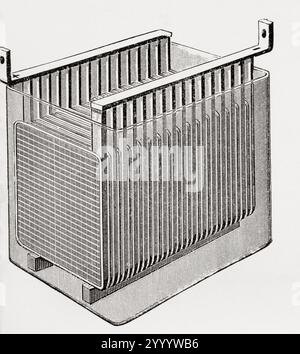 Électricité voltaïque. Batterie secondaire. Extrait de l'Encyclopédie nationale : un Dictionnaire de la connaissance universelle, publié vers 1890 Banque D'Images
