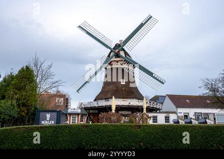 Norderney, basse-Saxe, Allemagne - moulin à vent historique dans le centre de Norderney en novembre. Norderney est l'une des îles de la Frise orientale dans le Nord Banque D'Images