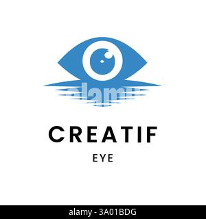 Logo simple avec oeil avec logo d'eau de mer pour Agence de voyage, illustration de conception vectorielle de Resort Illustration de Vecteur