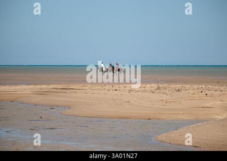 Belle plage de la mer rouge à Hurghada, Egypte Banque D'Images