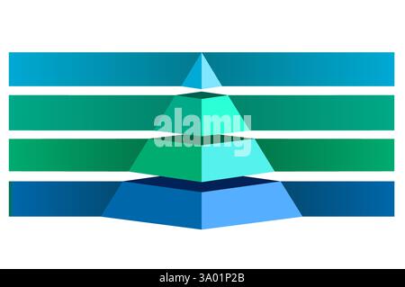 Illustration infographique de violet avec triangle bleu et vert divisé et coupé et espace pour le texte, forme pyramidale quatre couches pour la présentation des affaires Illustration de Vecteur