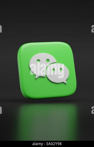 Buenos Aires, Argentine - 22 février 2025 : logo tridimensionnel de l'application WeChat. illustration 3d. Banque D'Images
