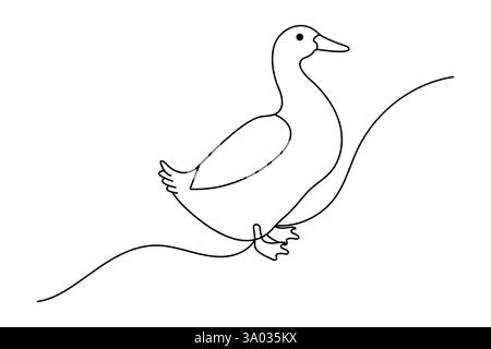 Dessin continu d'une ligne de canard avec illustration vectorielle de contour Illustration de Vecteur