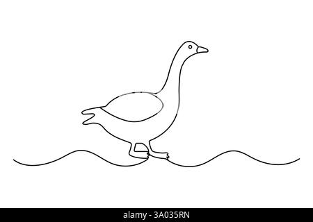 Dessin continu d'une ligne de canard avec illustration vectorielle de contour Illustration de Vecteur