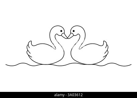 Dessin continu d'une ligne de canard avec illustration vectorielle de contour Illustration de Vecteur