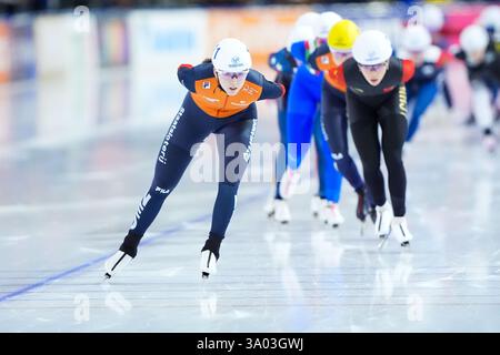 Heerenveen, pays-Bas. 02 mars 2025. HEERENVEEN, PAYS-BAS - 2 MARS : ELISA Dul des pays-Bas lors de la Coupe du monde ISU de patinage de vitesse 6 au Thialf le 2 mars 2025 à Heerenveen, pays-Bas (photo par Andre Weening/Orange Pictures) crédit : Orange pics BV/Alamy Live News Banque D'Images