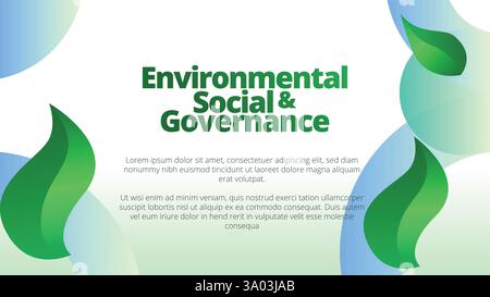 Concept environnemental, social et de gouvernance. présentation des modèles de rapport annuel des activités de l'entreprise. feuilles vertes abstraites avec gradient de ligne Illustration de Vecteur