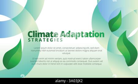 Concept des stratégies d'adaptation au climat. présentation des modèles de rapport annuel des activités de l'entreprise. feuilles vertes abstraites avec gradient de ligne nettoyer l Illustration de Vecteur