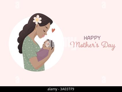 Happy Mothers Day illustration maman tenant bébé Hand Drawn Clipart pour cartes et impressions Illustration de Vecteur