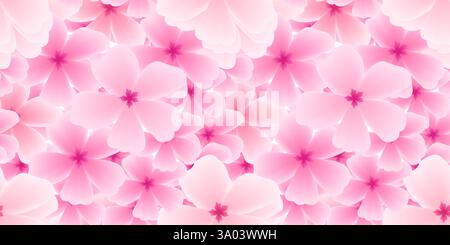 Modèle sans couture de printemps avec des fleurs de sakura. Fond rose botanique avec des pétales. Illustration vectorielle pour bannières, médias sociaux, cartes Illustration de Vecteur
