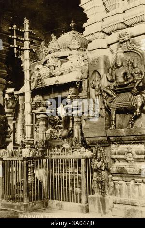 Vieille carte postale du temple de madurai, Tamil Nadu, Inde, Asie Banque D'Images
