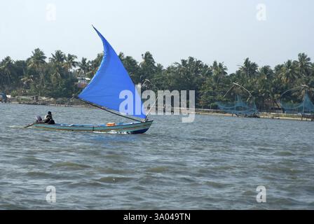 Bateau naviguant dans le port de cochi, Kerala, Inde, Asie Banque D'Images