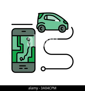 Icône de ligne de couleur des systèmes de transport intelligents (ITS). Elément isolé par vecteur. Contour modifiable. Illustration de Vecteur