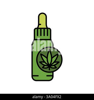 Icône de ligne de couleur d'huile de chanvre. Elément isolé par vecteur. Contour modifiable. Illustration de Vecteur