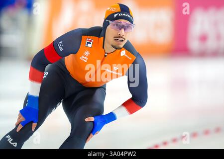 Heerenveen, pays-Bas. 02 mars 2025. HEERENVEEN, PAYS-BAS - 2 MARS : Sebastian Diniz, des pays-Bas, lors de la Coupe du monde ISU de patinage de vitesse 6 au Thialf le 2 mars 2025 à Heerenveen, pays-Bas (photo de Douwe Bijlsma/Orange Pictures) crédit : Orange pics BV/Alamy Live News Banque D'Images