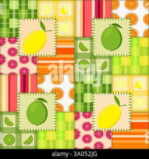 Motif Patchwork Buffalo Check agrumes Illustration de Vecteur