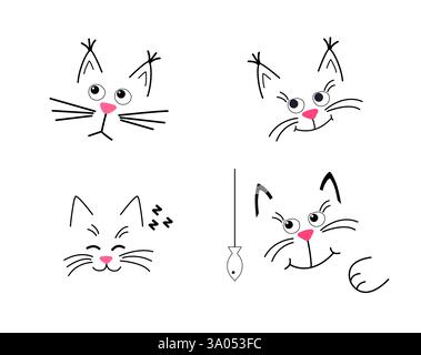 Joyeux chat mignon est assis. Une maison confortable. Illustration vectorielle dans un style plat. Illustration de Vecteur