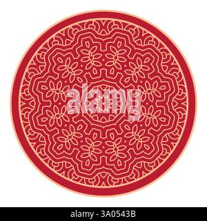 Motif japonais dans le style traditionnel géométrique oriental. Ornement festif pour la décoration lunaire du nouvel an chinois. Motif créatif asiatique rouge et doré. Banque D'Images