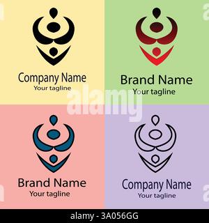 Professionnel unique dernière conception de logo avec différentes conceptions de la même forme pour la société d'affaires. Couleur modifiable. Illustration de Vecteur