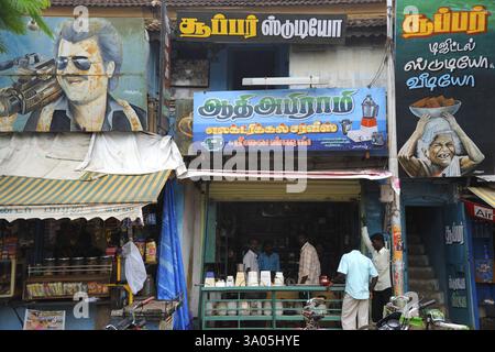 Scène de rue à Thanjavur, Tamil Nadu, Inde, Asie Banque D'Images