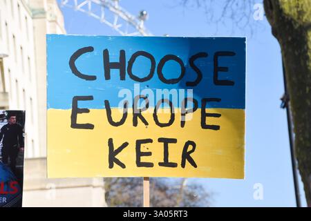 Londres, Royaume-Uni. 2 mars 2025. Les partisans organisent un rassemblement pour l'Ukraine devant Downing Street alors que divers dirigeants assistent au sommet de la défense à Lancaster House. Crédit : Vuk Valcic/Alamy Live News Banque D'Images